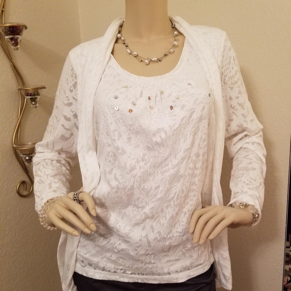 Chicos White Layered Look Top